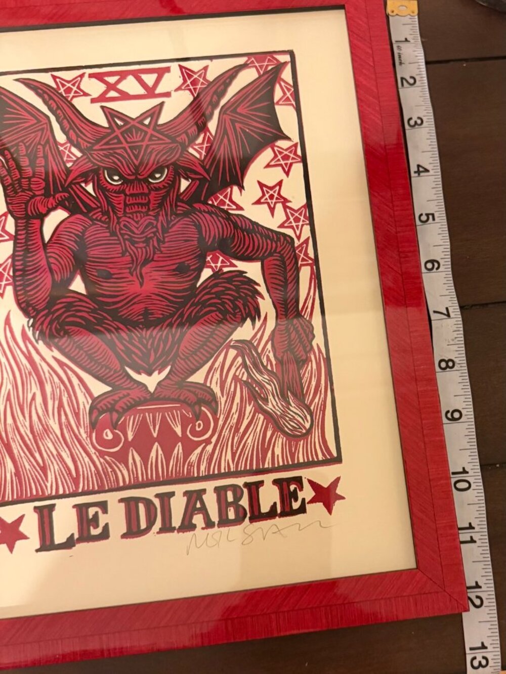 Horse & Hare Tarot Woodblock Prints Le Diable La Mort Framed Signed